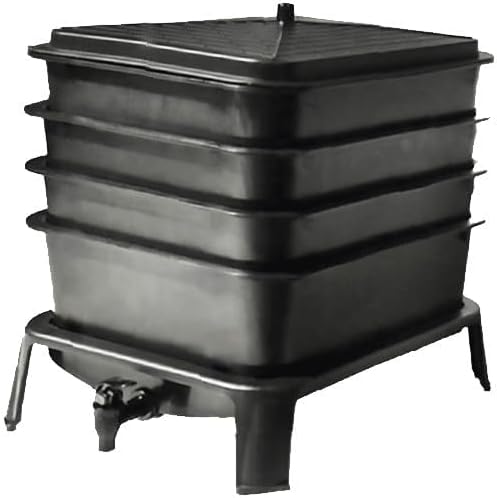 VERMI-FUTURE® Worm Condo Composting Bin, 4 Trays, Black, with Startup Bedding & 3in1 Soil Meter, Ideal for Small Households