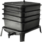 VERMI-FUTURE® Worm Condo Composting Bin, 4 Trays, Black, with Startup Bedding & 3in1 Soil Meter, Ideal for Small Households