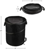 Wakeman Collapsible Trash Can - 46-Gallon Garbage Can Outdoor Bin with 3 Stakes for RV, Camping, Storage, Recycling, or Yard Waste Outdoors (Black)