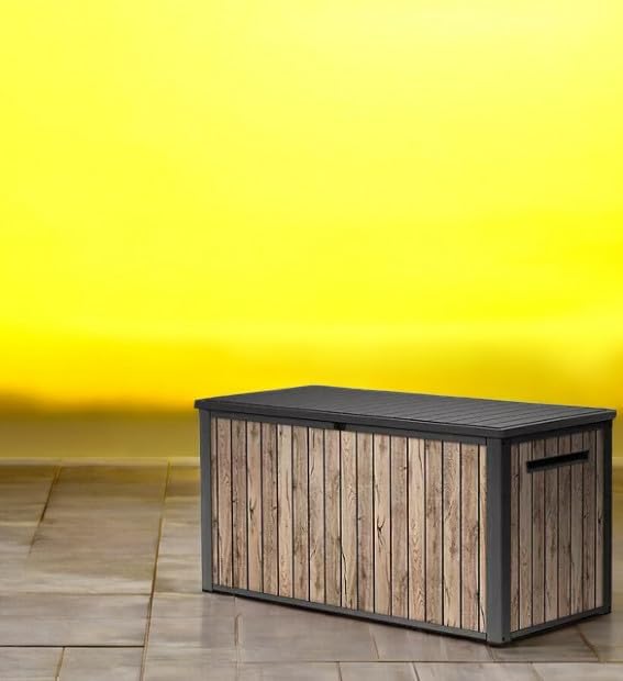 Outdoor Storage Deck Box, 170 Capacity, 27.7L x 57W x 29H inches (Ash Wood Brown)