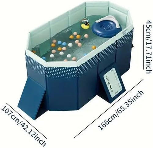 1.6m PVC Folding Pool, Non-Inflatable Portable Swimming Pool for Kids and Adults, Hard Plastic Shell Outdoor Pool with Foldable Design for Backyard, Patio, Beach