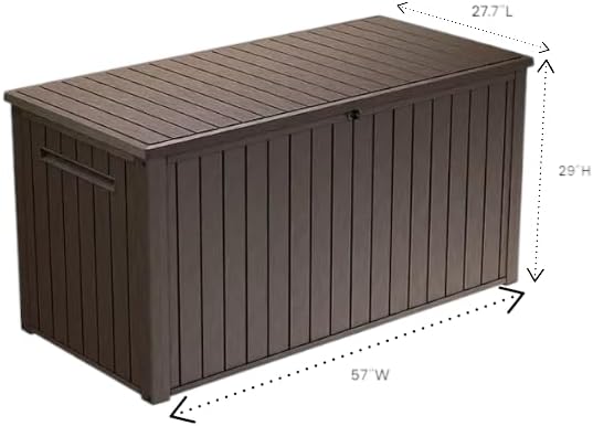 Outdoor Storage Deck Box, 170 Capacity, 27.7L x 57W x 29H inches (Brown)
