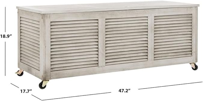 Safavieh PAT7038B Outdoor Collection Elina Grey Wash 47.2" Cushion Deck Box