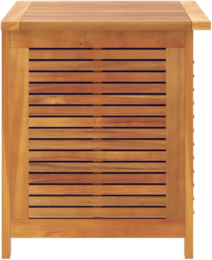 Wooden Garden Storage Box with Louver, Outdoor Cabinet Patio Storage Container for Furniture Tools, 23.6"x19.7"x22" Solid Wood Acacia,-128