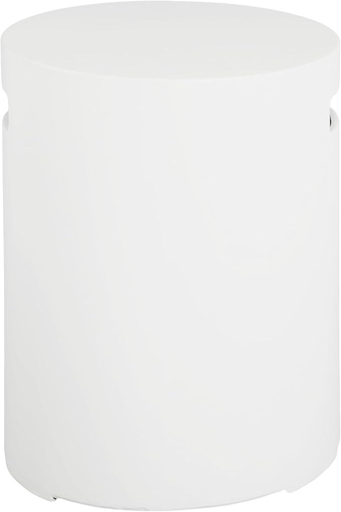 Propane Tank Cover Table for Fire Pits, 20 LB MGO Propane Tank Holder with Side Handles, Round Outdoor Tank Storage Side Table for Patio, Gas Griddle, White