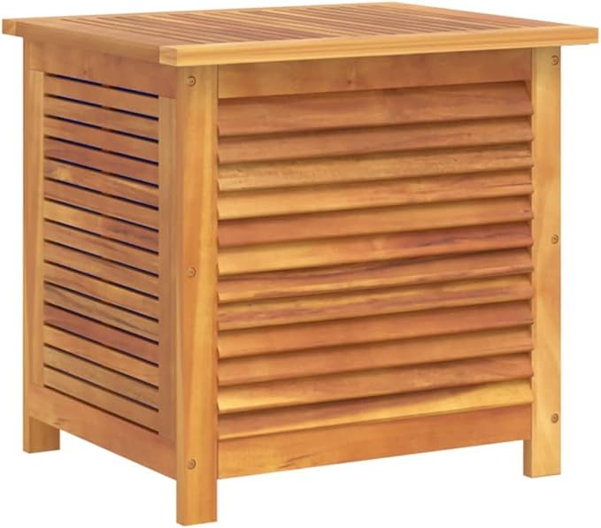 Wooden Garden Storage Box with Louver, Outdoor Cabinet Patio Storage Container for Furniture Tools, 23.6"x19.7"x22" Solid Wood Acacia,-128