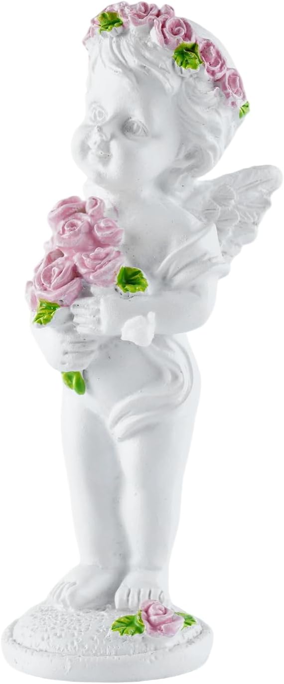 Resin Angel Statue Holding Flowers, Indoor Living Room Dining Table Decor, Outdoor Garden Ornament, Ideal Gift for Mom, Dad and Friends
