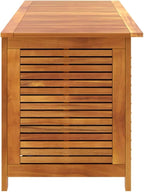 Wooden Garden Storage Box with Louver, Outdoor Cabinet Patio Storage Container for Furniture Tools, 59.1"x19.7"x22" Solid Wood Acacia,-131