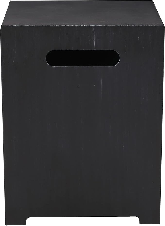 Propane Tank Cover Table for Fire Pits, 20 LB Iron Propane Tank Holder with Side Handles, Outdoor Tank Storage Side Table for Patio, Gas Griddle, Black+Silver