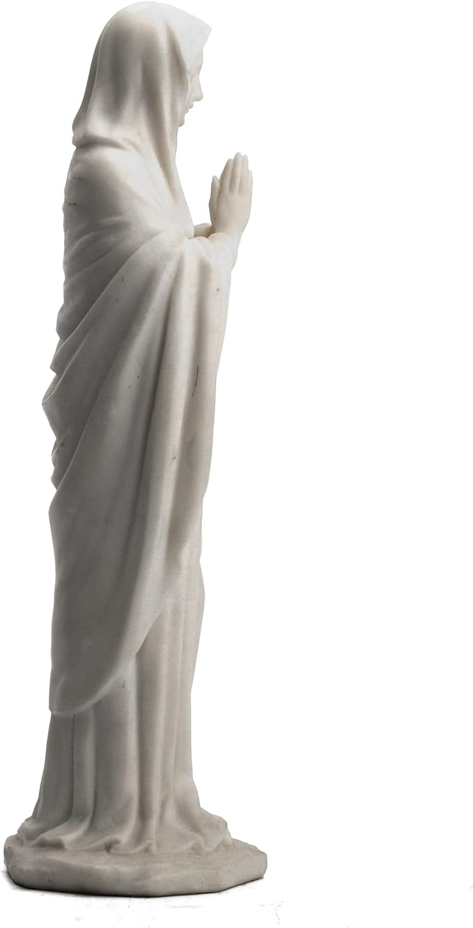 Veronese Design 11 3/4 Inch Virgin Mary The Blessed Mother Resin Statue Marble White Finish