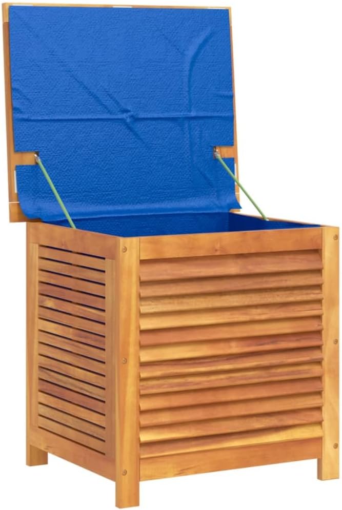 Wooden Garden Storage Box with Louver, Outdoor Cabinet Patio Storage Container for Furniture Tools, 23.6"x19.7"x22" Solid Wood Acacia,-128