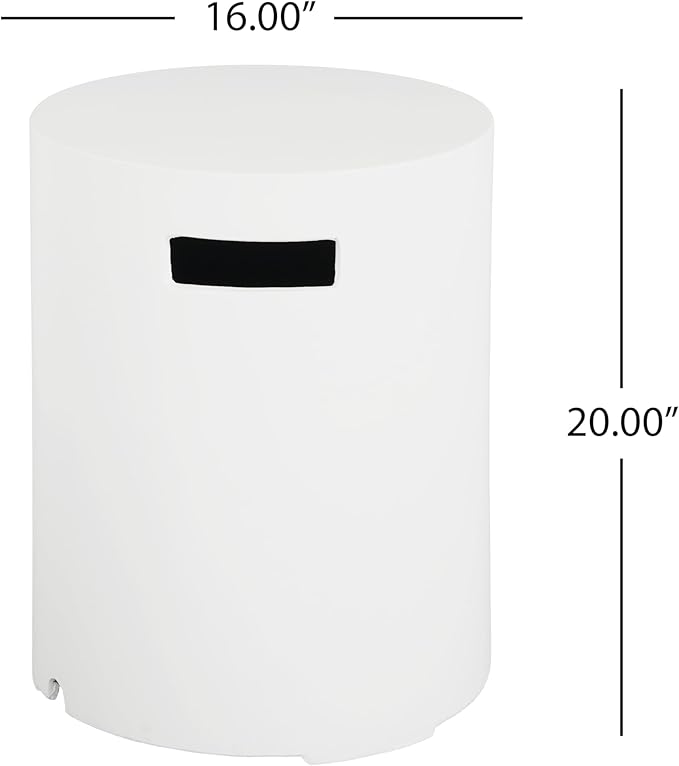 Propane Tank Cover Table for Fire Pits, 20 LB MGO Propane Tank Holder with Side Handles, Round Outdoor Tank Storage Side Table for Patio, Gas Griddle, White