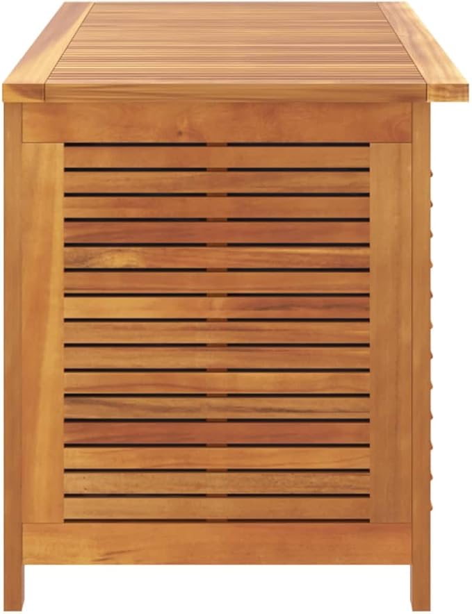 Wooden Garden Storage Box with Louver, Outdoor Cabinet Patio Storage Container for Furniture Tools, 44.5"x19.7"x22" Solid Wood Acacia,-130