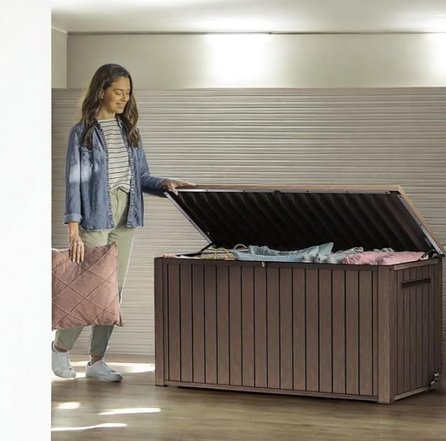 Outdoor Storage Deck Box, 170 Capacity, 27.7L x 57W x 29H inches (Brown)