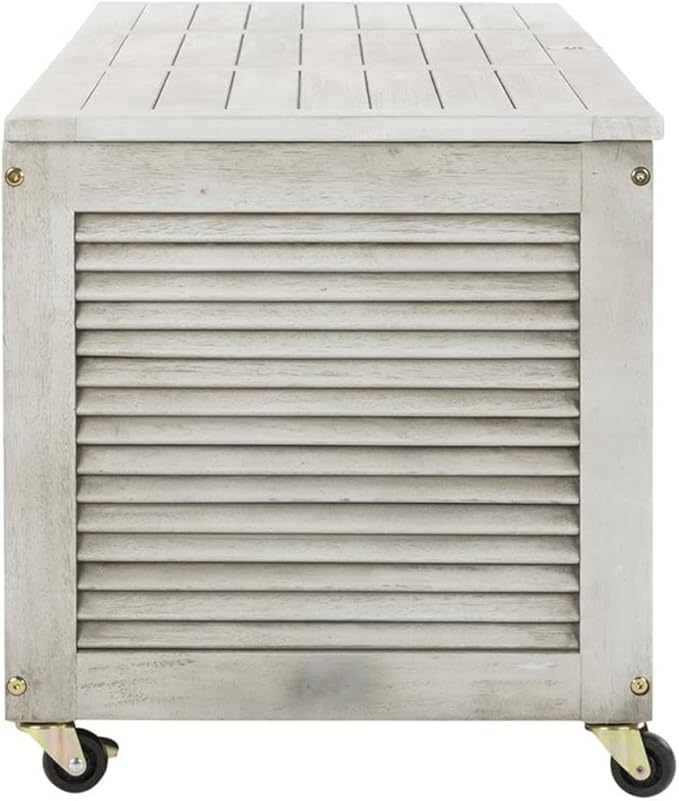 Safavieh PAT7038B Outdoor Collection Elina Grey Wash 47.2" Cushion Deck Box