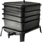 VERMI-FUTURE® Worm Condo Composting Bin, 4 Trays, Black, with Startup Bedding & 3in1 Soil Meter, Ideal for Small Households