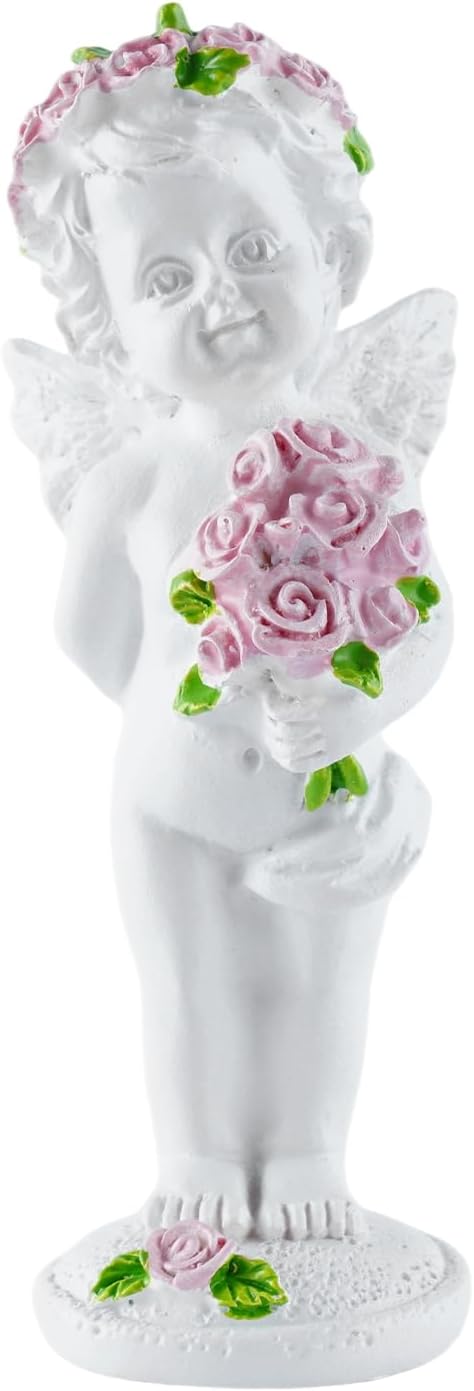 Resin Angel Statue Holding Flowers, Indoor Living Room Dining Table Decor, Outdoor Garden Ornament, Ideal Gift for Mom, Dad and Friends