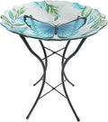 Briarwood Lane Glass Blue Butterfly Bird Bath