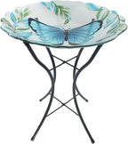 Briarwood Lane Glass Blue Butterfly Bird Bath