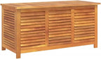 Wooden Garden Storage Box with Louver, Outdoor Cabinet Patio Storage Container for Furniture Tools, 44.5"x19.7"x22" Solid Wood Acacia,-130