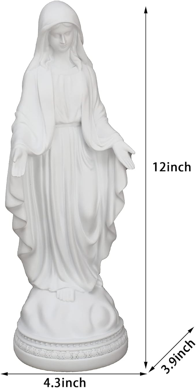 12 Inch Blessed Virgin Mary Decorative Figurine，Catholic Religious Gifts 12 Inch Resin Statue Figurine (White)…