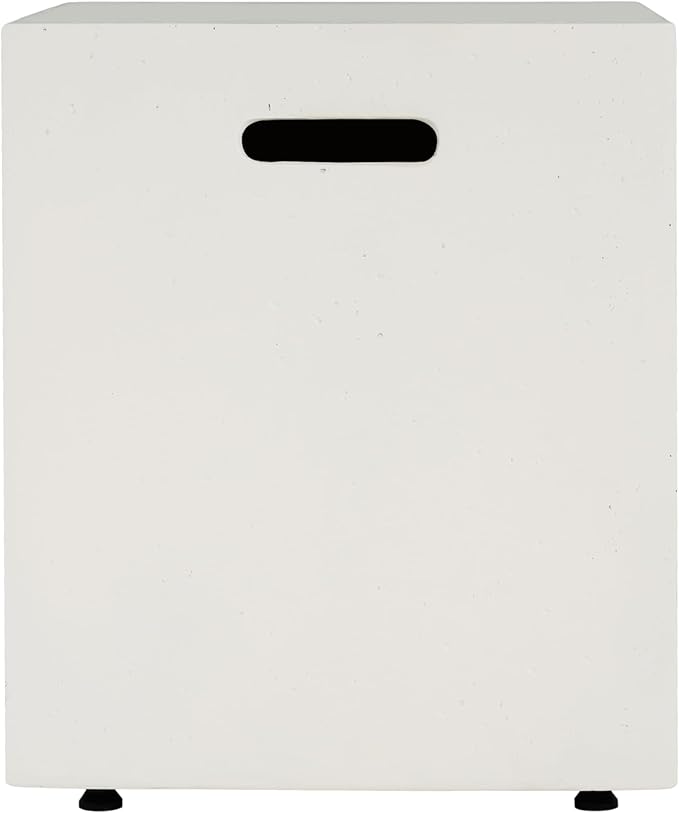 Propane Tank Cover Table for Fire Pits, 20 LB MGO Propane Tank Holder with Side Handles, Outdoor Tank Storage Side Table for Patio, Gas Griddle, White