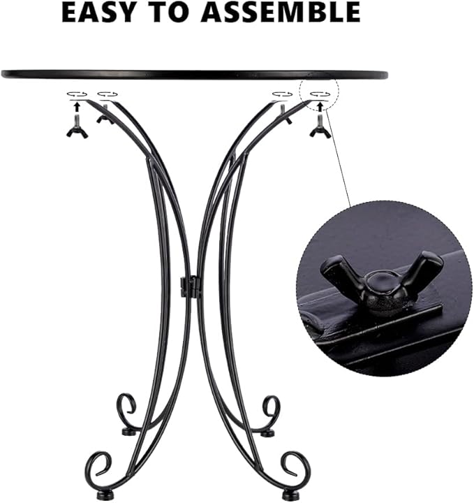 18" Outdoor Side Table, American Flag Metal Accent Table, Indoor Small Round End Tables, Plant Stand Tables for Outside Yard Balcony Garden Bedside