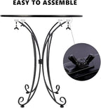 18 Inch Outdoor Side Table, Hummingbird Metal Accent Table, Indoor Small Round End Tables, Plant Stand Tables for Outside Yard Balcony Garden Bedside