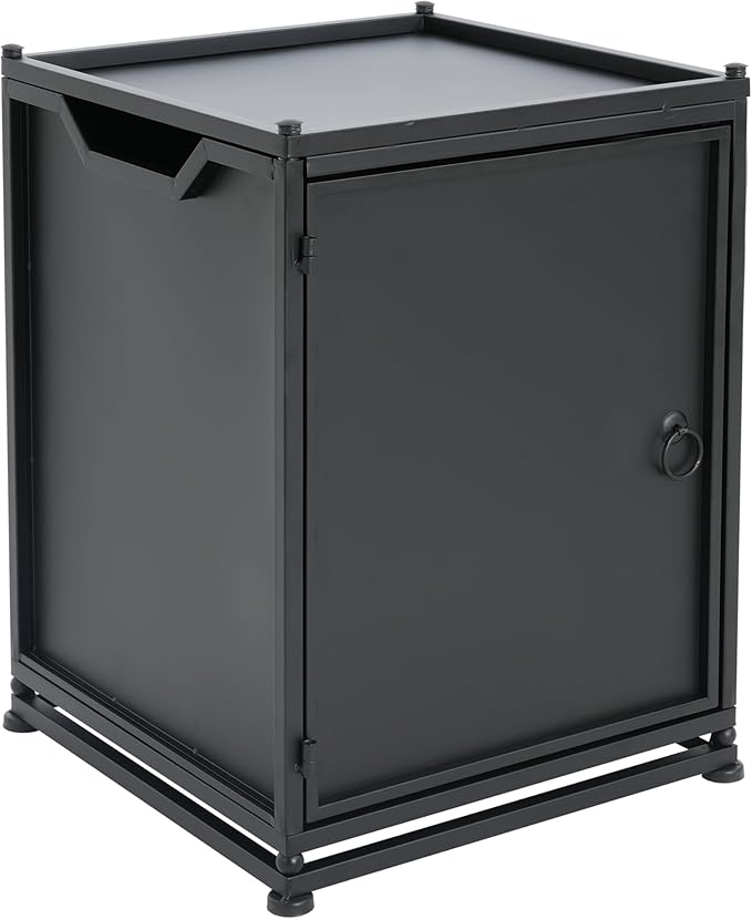 Propane Tank Cover Table for Fire Pits, 20 LB Iron Propane Tank Holder with Side Handles, Outdoor Tank Storage Side Table for Patio, Gas Griddle, Matte Black