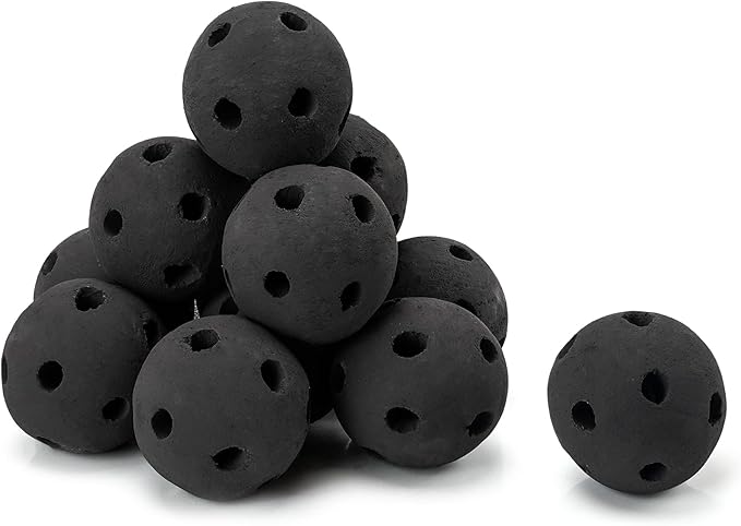 Skyflame Hollow Ceramic Balls, Set of 12 Round Fire Stones Set for Indoor and Outdoor Fire Pits or Fireplaces Accessory, 4 Inch, Black