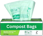 Compost Bags, Compostable Trash Bags 2.6 Gallon Compostable Bags 100 Count Small Compost Bags for Countertop bin Extra Thick 0.71 Mil. ASTM D6400 Certified By BPI and TÜV AUSTRIA