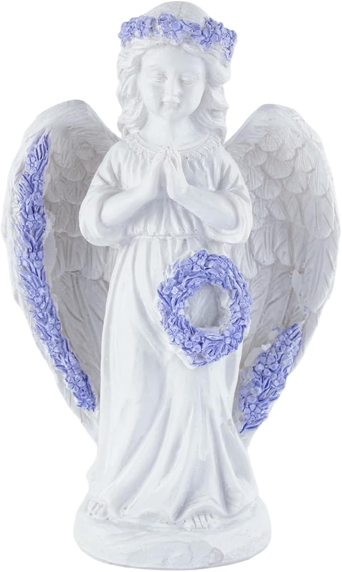 Lavender Praying Angel Statues, Handmade Resin Craft Home Decor, Indoor & Outdoor Winged Angel Figurines, Tabletop Ornaments, Ideal Blessing Gift for Mom, Dad & Friends