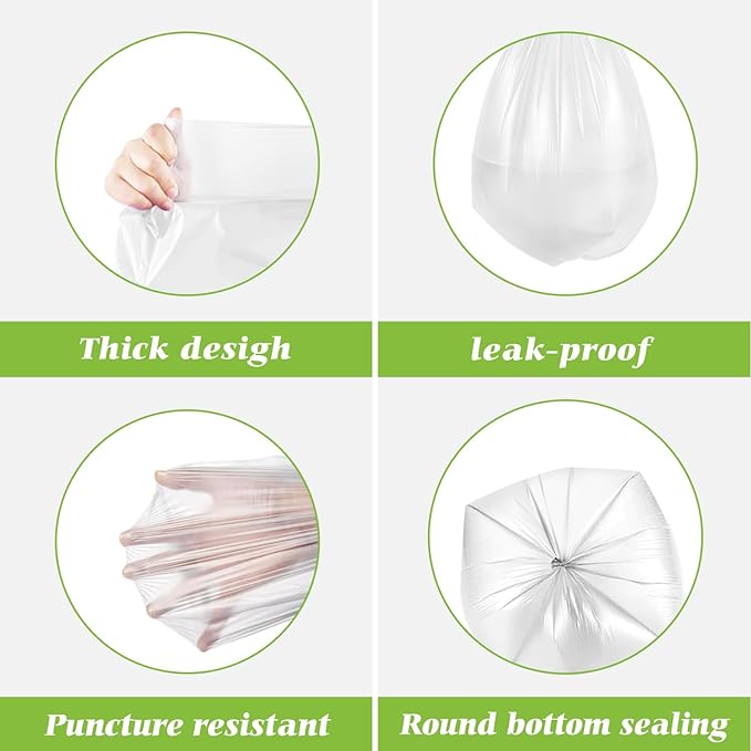 1 Gallon 330 Counts Strong Trash Bags Garbage Bags by Teivio, Bathroom Trash Can Bin Liners, Small Plastic Bags for home office kitchen, Clear