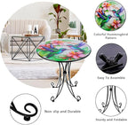 18 Inch Outdoor Side Table, Hummingbird Metal Accent Table, Indoor Small Round End Tables, Plant Stand Tables for Outside Yard Balcony Garden Bedside