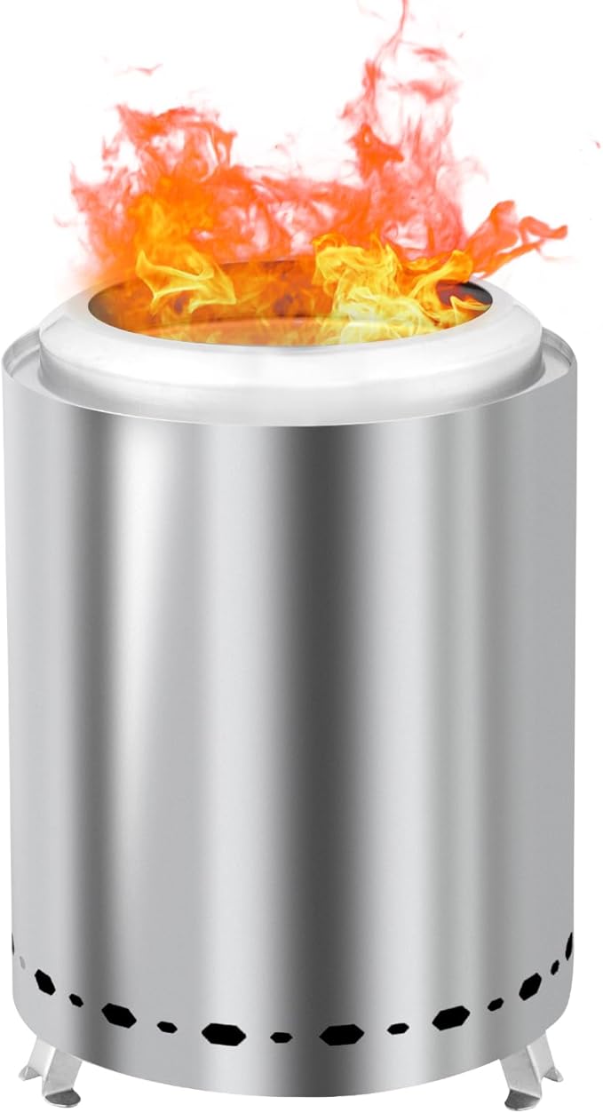 Tabletop Fire Pit 9.7 x 7.1 Inch with Removable Ash Pan, Smokeless Firepit Camping Stove with Bag for Outdoor Safe Burning Firepits, Stainless Steel Wood Burning Fire Pits for Heating, Bonfire