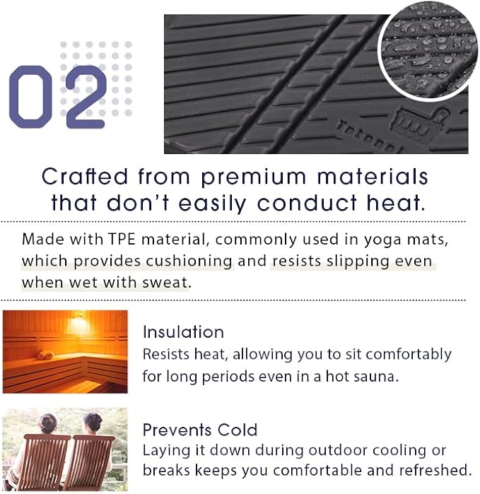 Sauna Mat/Personal Seat Pad – for Sauna, Spa, and Outdoor Use Gray