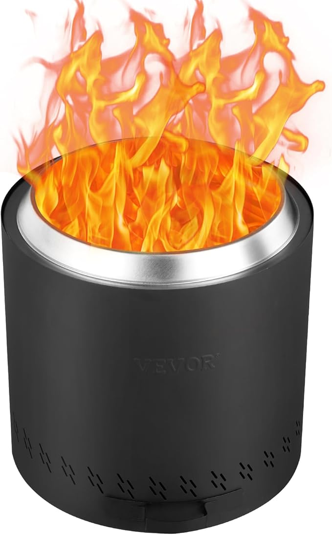 VEVOR 15.8 inch Smokeless Fire Pit Stove Bonfire, Wood Burning Fireplaces with Removable Ash Pan, SUS430 Stainless Steel Inner Portable Outdoor Firepit,for Outdoor Patio Camping High 15.4 inch