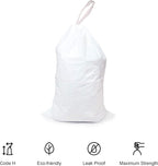 Compatible With Simplehuman Code P - Durable Custom Fit Plastic White Trash Bags w/Drawstring, 50-60 Liter/ 13-16 Gallon Trash Cans - 2 Refill Rolls (100 Count) -Heavy Duty Kitchen Garbage Bags