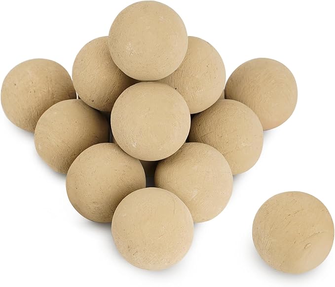 Skyflame 3" Ceramic Fire Pit Balls, Set of 15 Round Beige Fire Spheres for Indoor and Outdoor Fire Pits or Fireplaces