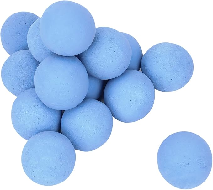 Skyflame Ceramic Fireplace Balls, Set of 15 Round Fire Stones Set for Indoor and Outdoor Fire Pits or Fireplaces Accessory, 3 Inch, Blue