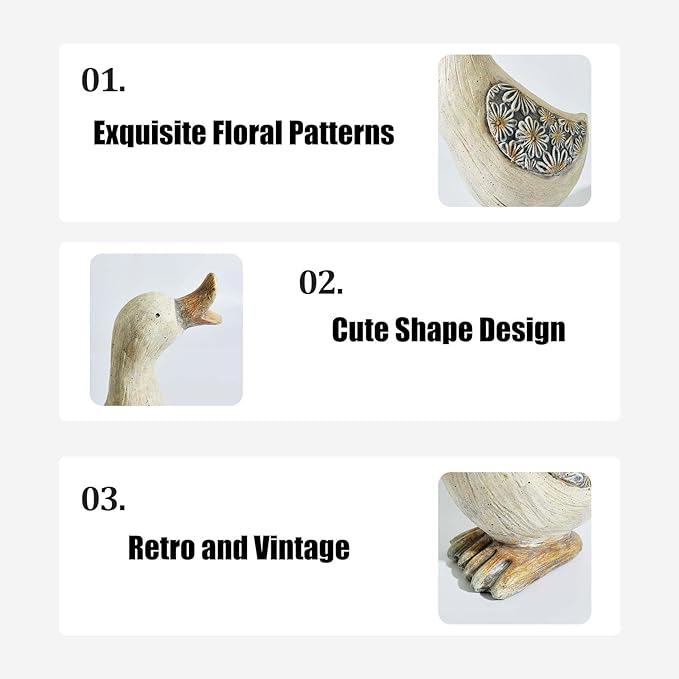 Artpual Duck Garden Outdoor Statues Garden Decor for Outside Garden Lawn Decor for Patio Yard Porch Balcony Home House Ornament, Garden Decor Gifts for Women and Men