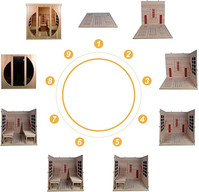 ZONEMEL Full Spectrum Infrared 2 Person Wooden Sauna Room with Recliner, Red Cedar Luxury Indoor Sauna with 10 Heaters, Oxygen Bar, Lights, 3400 Watt, Infrared Therapy Wood Dry Heat Sauna, 220V