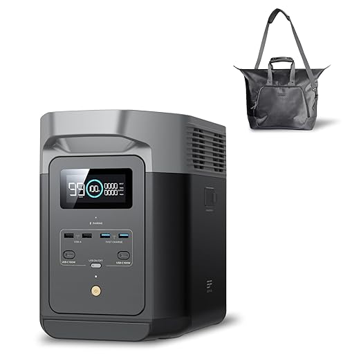 EF ECOFLOW Portable Power Station DELTA 2 with Waterproof Handbag, 1024Wh LiFePO4 Battery, 1800W AC/100W USB-C Output, Solar Generator(Solar Panel Optional) for Home Backup, Camping & RVs