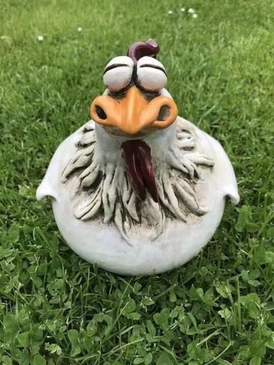 coolboy Chicken Fence Decoration Funny Farm Sculpture Chicken Decorations for Home Garden Stairs,Farm,Patio,Backyard,Resin Craft Chicken Wiht Garden Figurine Statue,3 Chickens a Set