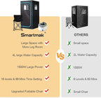 Smartmak Portable Home Steam Sauna, Full Size Personal Sauna Spa Box, Single Saunas Tent with Steamer, 4L 1500W Steam Generator 99 Min Timer, Remote Control, Upgraded Foldable Chair, Mat, Green Border