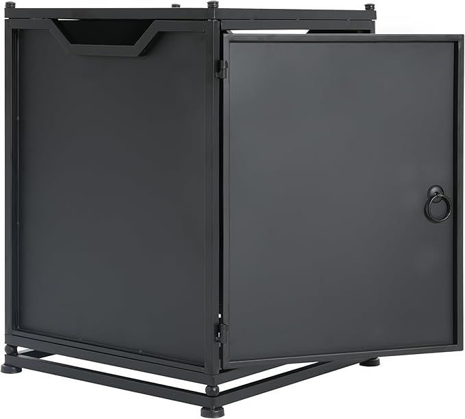 Propane Tank Cover Table for Fire Pits, 20 LB Iron Propane Tank Holder with Side Handles, Outdoor Tank Storage Side Table for Patio, Gas Griddle, Matte Black