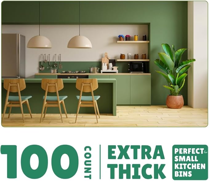 Compost Bags, Compostable Trash Bags 2.6 Gallon Compostable Bags 100 Count Small Compost Bags for Countertop bin Extra Thick 0.71 Mil. ASTM D6400 Certified By BPI and TÜV AUSTRIA