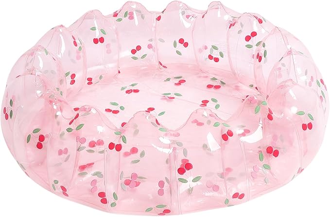 Inflatable Swimming Pool, Portable Play Pit Pool for Kids, 29 Inch PVC Material, Indoor Outdoor Use, Transparent Cherry