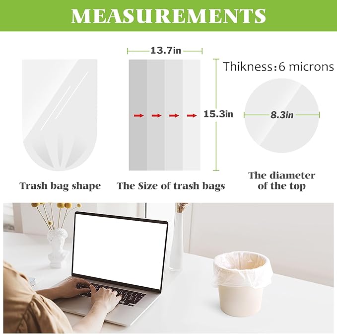 1 Gallon 260 Counts Small Trash Bags Garbage Bags by Teivio, Bathroom Trash Can Bin Liners, Small Plastic Bags for home office kitchen, Clear