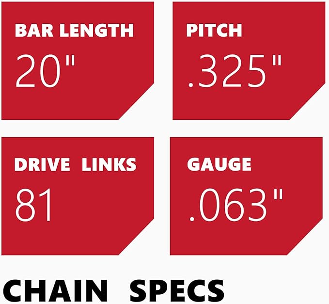 KAKEI Chainsaw Chain 20 Inch .325" Pitch .063" Gauge 81 Drive Links- 26RS 81 Fits Stihl (PRE 2023 .063" Gauge) MS291, MS271 Farm Boss, MS261-36390050081, V81 (3 Chains) - Full Chisel